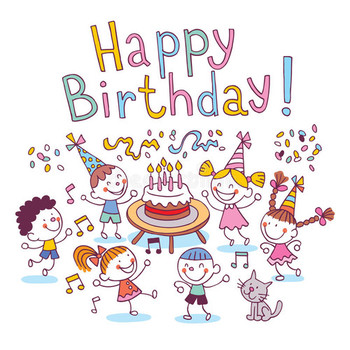 Happy birthday kids stock vector illustration of hand
