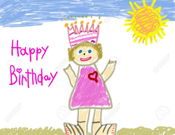 Happy birthday child drawing stock photo picture and roya...