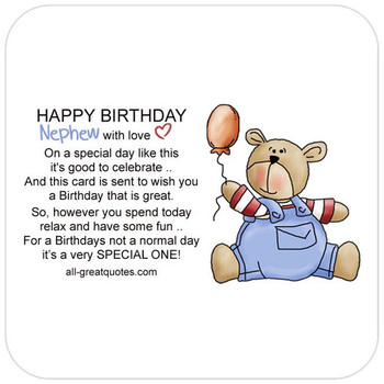 Happy birthday nephew wishes in a card