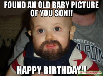 Found an old baby son birthday meme