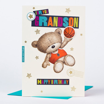Hugs birthday card basketball grandson only £