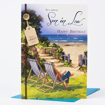 Birthday card son in law beach scene only p