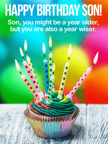 Older but wiser happy birthday wishes card for son birthday