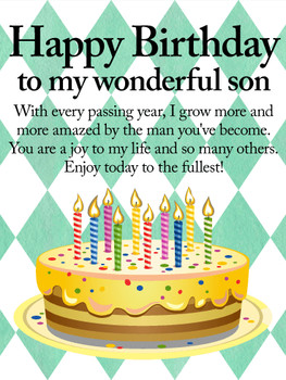 You are a joy to my life happy birthday wishes card for son