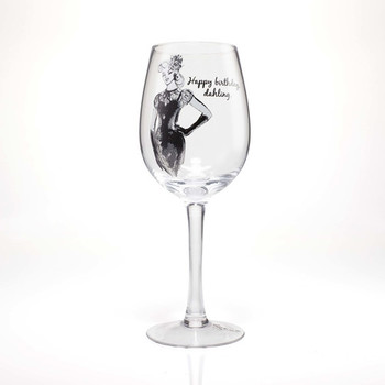 Happy birthday dahling wine glass by lolita american glas...