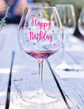 Happy birthday wine glass decal birthday gift gift under