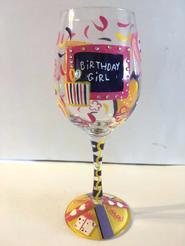 Birthday girl wine glass birthday wine glass birthday gir...