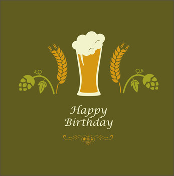 Happy birthday beer glass hop pub retro green printable c...