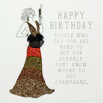 Happy birthday champagne handmade open birthday card rb