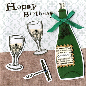 Embellished champagne happy birthday card cards love kates