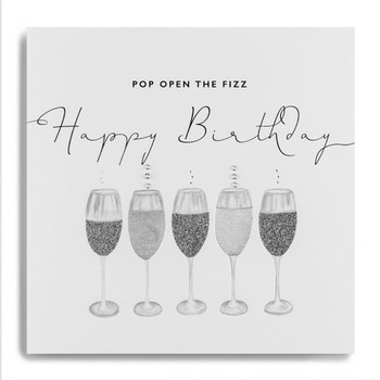 Pop open the fizz happy birthday champagne glasses