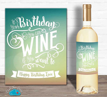 Happy birthday wine label birthday gift for her its