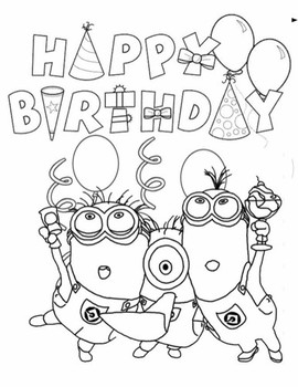 Drawn birthday coloring page pencil and in color drawn bi...
