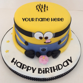Cute minion birthday cake for kids with your name