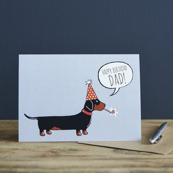 Dachshund dad birthday card £ mischievous mutts greeting