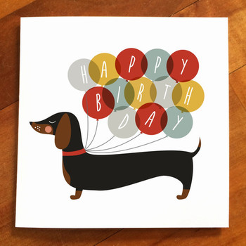 Dog birthday cards elegant dachshund happy birthday ballo...
