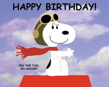Peanuts snoopy pin the tail on snoopy birthday game instant