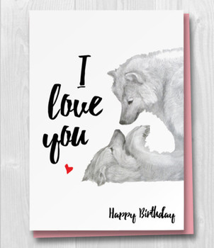Love card wolf birthday card husband happy birthday boyfr...