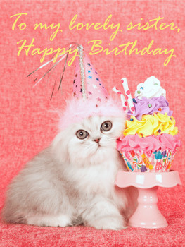 Pretty cat happy birthday card for sister birthday amp gr...