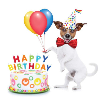 Happy birthday card jack russell puppy dog cake candles b...