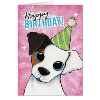 Happy birthday jack russell party dog card