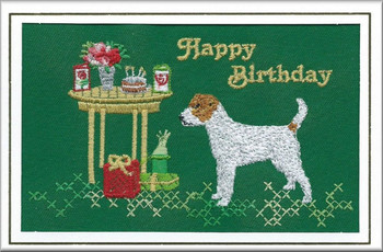 Parson jack russell terrier birthday card embroidered by ...
