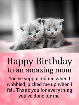 Cute kittens happy birthday card for mother birthday amp ...