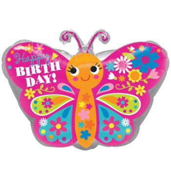 Happy birthday cute butterfly junior shape foil balloon