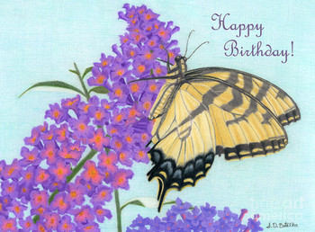 Swallowtail butterfly and butterfly bush happy birthday c...
