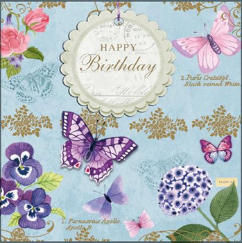 Vintage butterflies happy birthday indigo blue trading