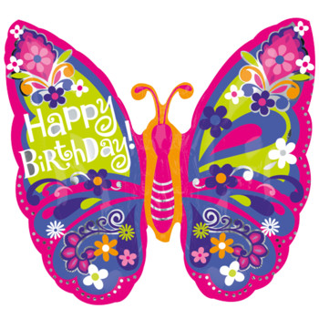 Happy birthday beautiful butterfly supershape foil balloon