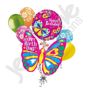 Bright amp colorful happy birthday butterfly balloon bouq...