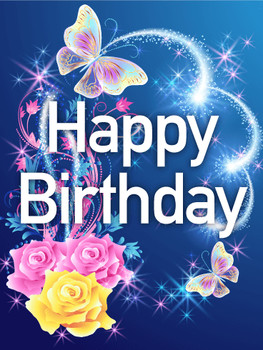 Shining rose amp butterfly happy birthday card birthday a...