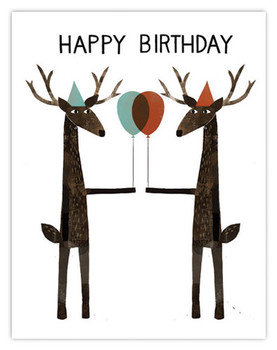 Happy birthday deer illustrations for red cap by jon klas...