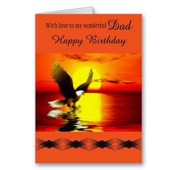 Dad happy birthday general eagle at sunset greeting card