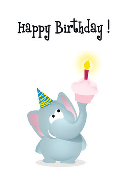 Happy birthday elephant free printable birthday card gree...