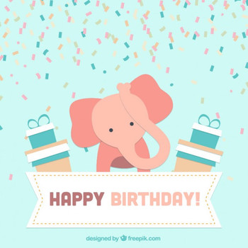 Happy birthday elephant with confetti free vector card am...