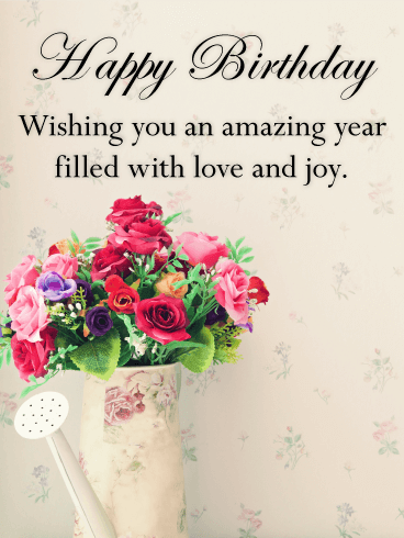 Beautiful Happy Birthday Card For A Woman Or Girl With Flowers And Gold  Stock Photo, Picture and Royalty Free Image. Image 193399087.