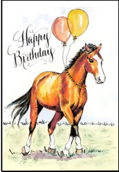 Handmade birthday horse card bay horse birthday horse with
