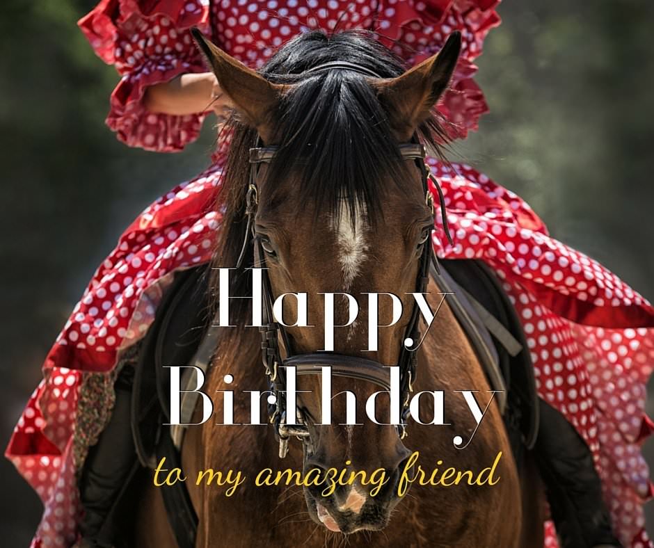Happy birthday woman in red riding horse blog descrpition