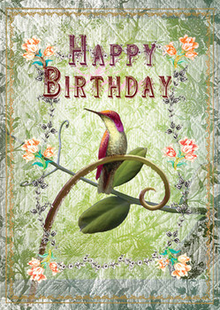Happy birthday hummingbird greeting card by mimi lip