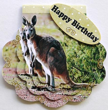 In the australian bush kangaroo wobbler card happy birthday