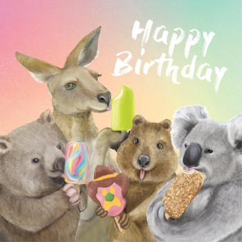 Mini card happy birthday ice cream critters – la la land