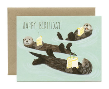 Sea otters birthday card happy birthday id