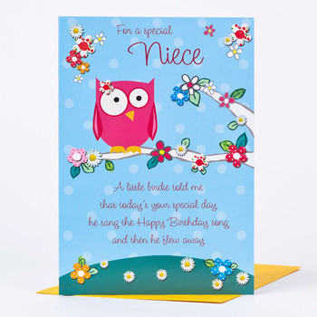 Birthday card special niece owl design only p