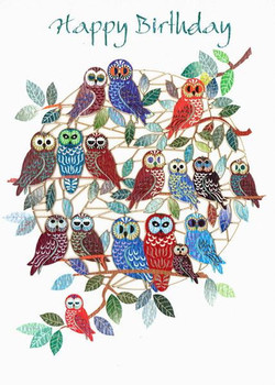 Lasercut happy birthday owls in trees £ a great lasercut