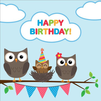 Happy birthday card and cute owls vector vector animal free