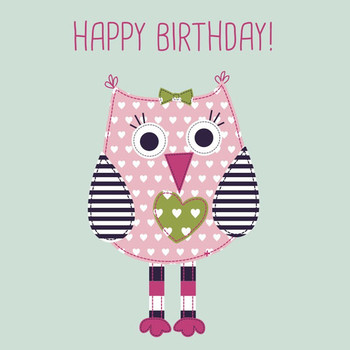 Baby girl happy birthday card featuring ade owl gift wrap...