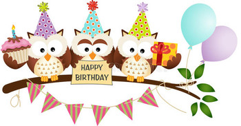 Cute three owls happy birthday stock vector illustration of