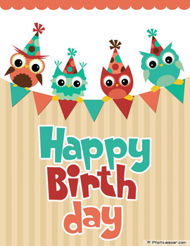 Happy birthday card design with funny angry owl birthday